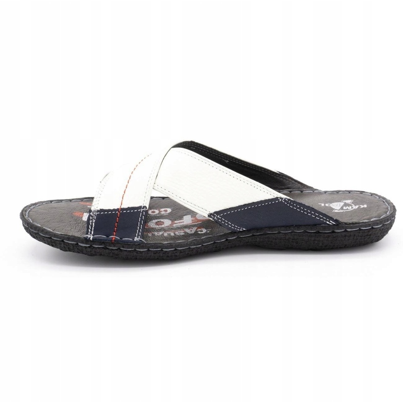 Kampol Pánské kožené pantofle 200 / B bílé bílý námořnická modrá 1 Kampol Pánské kožené pantofle 200 / B bílé bílý námořnická modrá 1