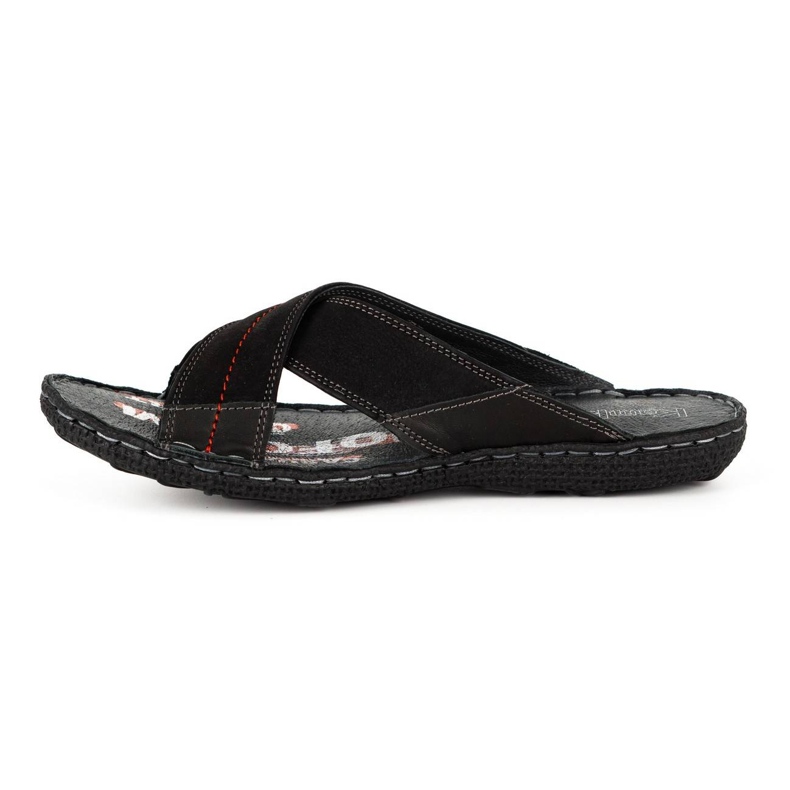 Kampol Pánské kožené pantofle 200/3 černý nubuk černá 4