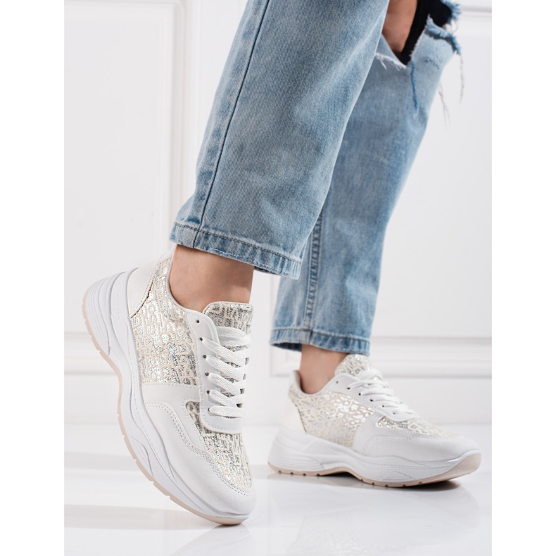 Dámská sportovní obuv Shelovet s lesklým vzorem bílý stříbrný 2