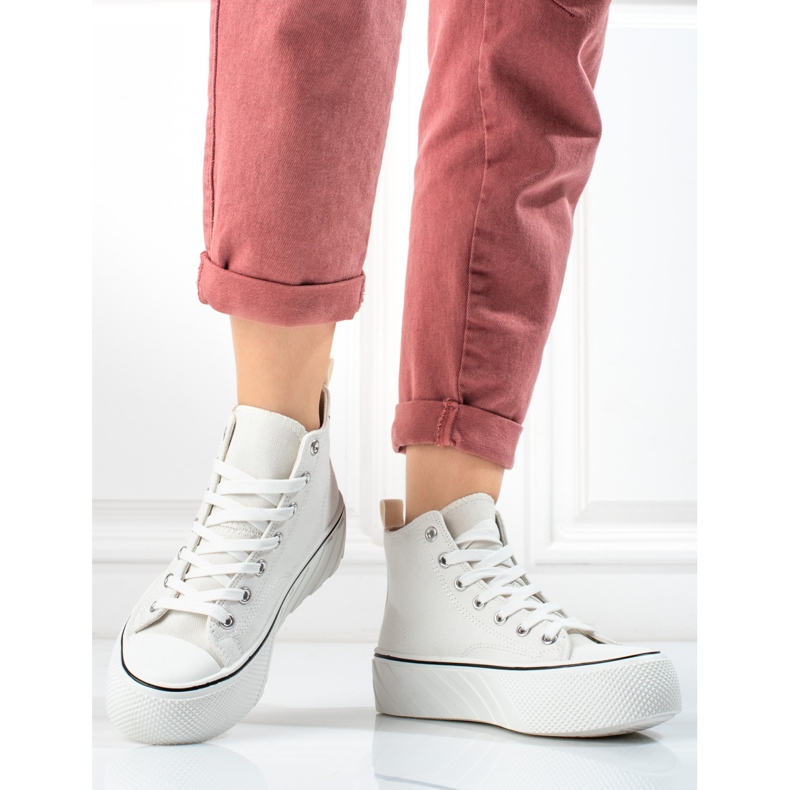 Dámské vysoké tenisky Shelovet bílé barvy bílý 1