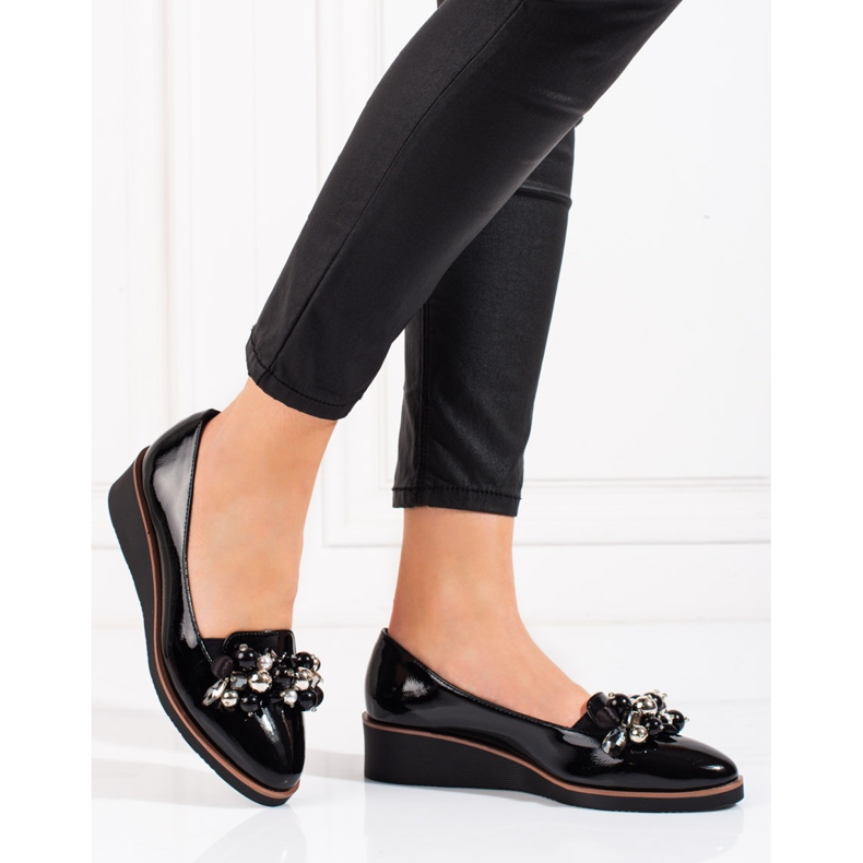 W. Potocki Dámské černé lodičky na klínku Potocki černá 2