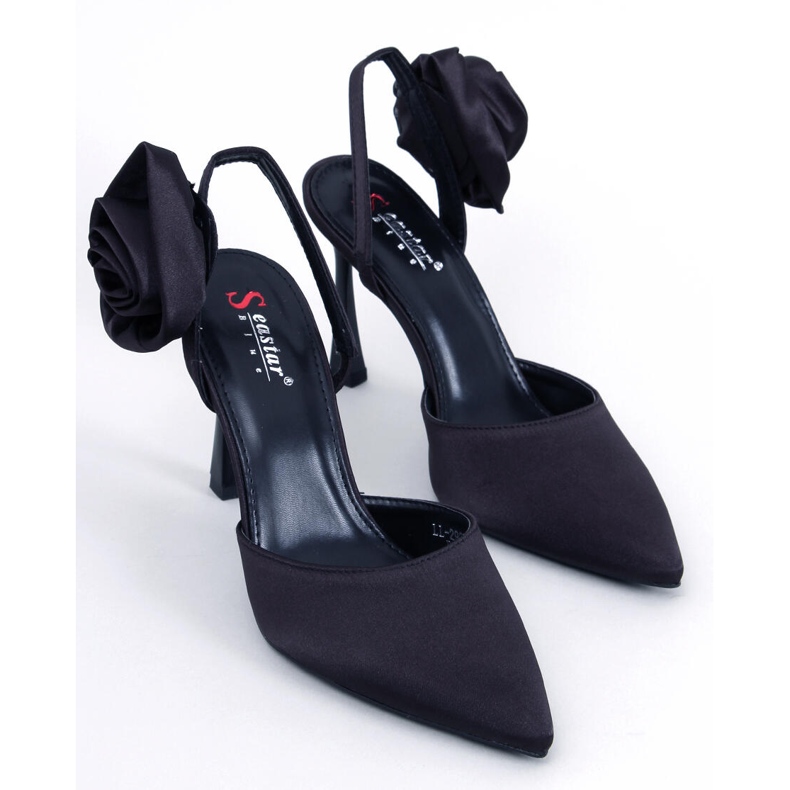 Seastar Saténové jehlice s květinou Flores Black černá 1