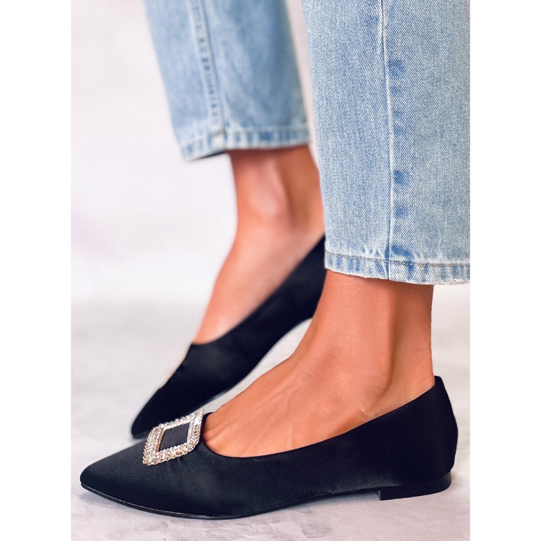 PA1 Elegantní baleríny s kamínky Lorella Black černý 1