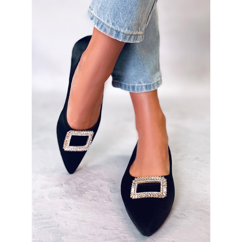 PA1 Elegantní baleríny s kamínky Lorella Black černá 2