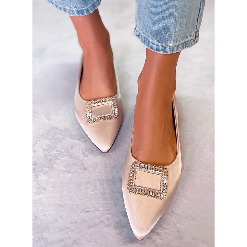 PA1 Elegantní baleríny s kamínky Lorella Beige béžový 1