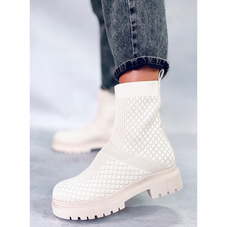 BM Ponožkové kozačky se vzorem Rueda Beige béžový 2