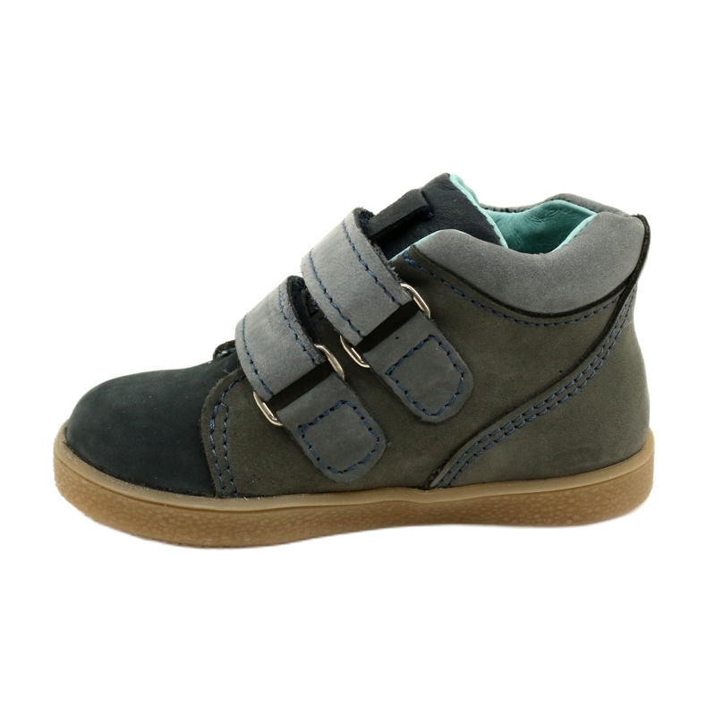 Kožená dětská bota s suchým zipem Mazurek 1302 Navy-Gray šedá 2 Kožená dětská bota s suchým zipem Mazurek 1302 Navy-Gray šedá 2