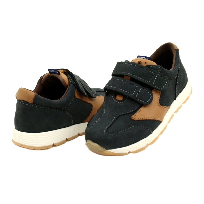 Kožená obuv pro volný čas Mazurek 1362 Velcro Navy Blue-Brown modrý 3 Kožená obuv pro volný čas Mazurek 1362 Velcro Navy Blue-Brown modrý 3