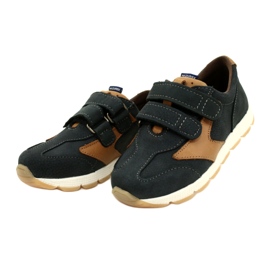 Kožená obuv pro volný čas Mazurek 1362 Velcro Navy Blue-Brown modrý 2 Kožená obuv pro volný čas Mazurek 1362 Velcro Navy Blue-Brown modrý 2