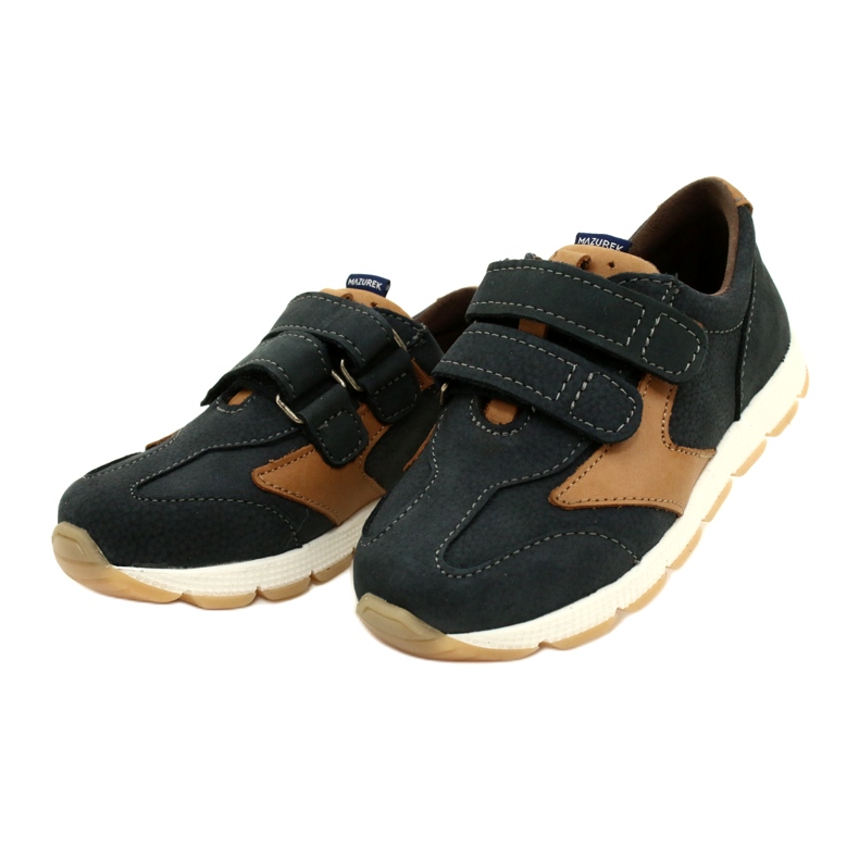 Kožená obuv pro volný čas Mazurek 1362 Velcro Navy Blue-Brown modrý 2 Kožená obuv pro volný čas Mazurek 1362 Velcro Navy Blue-Brown modrý 2