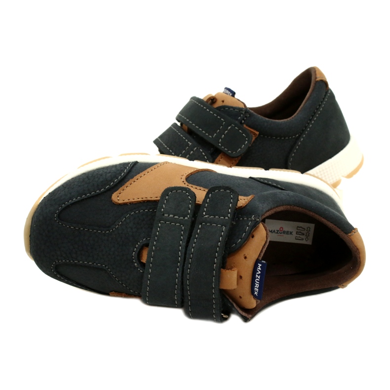 Kožená obuv pro volný čas Mazurek 1362 Velcro Navy Blue-Brown modrý 5 Kožená obuv pro volný čas Mazurek 1362 Velcro Navy Blue-Brown modrý 5