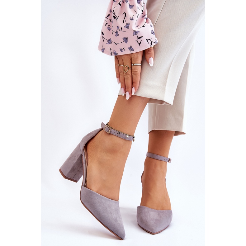 PS1 Semišové lodičky na podpatku Šedá Lexie 1 PS1 Semišové lodičky na podpatku Šedá Lexie 1