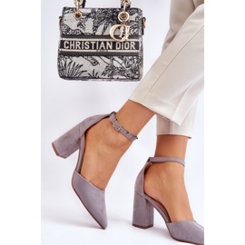 PS1 Semišové lodičky na podpatku Šedá Lexie 2 PS1 Semišové lodičky na podpatku Šedá Lexie 2