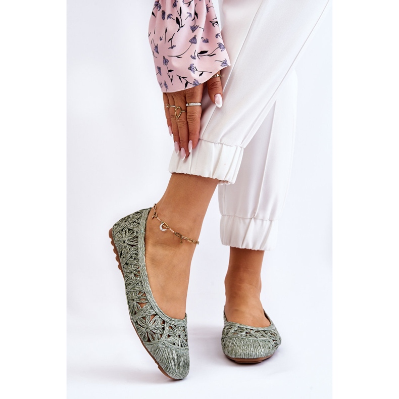 PS1 Prolamované módní baleríny zelené Thiago zelená 1