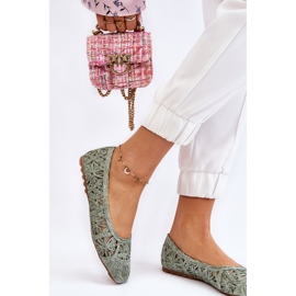 PS1 Prolamované módní baleríny zelené Thiago zelený 2