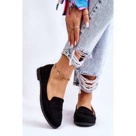 Pohodlné semišové dámské mokasíny Black Lucca černá 1