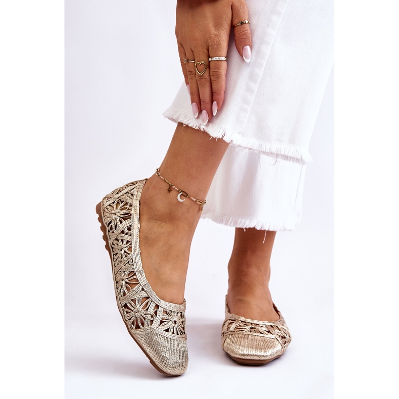 PS1 Prolamované módní zlaté baleríny Thiago zlatý 1