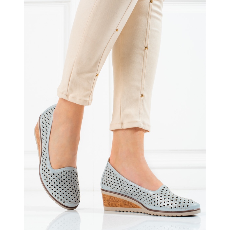 W. Potocki Dámské prolamované lodičky Potocki šedé šedá 1