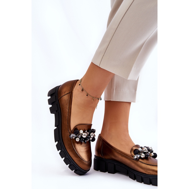 Dámské mokasíny na platformě Laura Messi 2392 tmavě zlatá zlatý 2