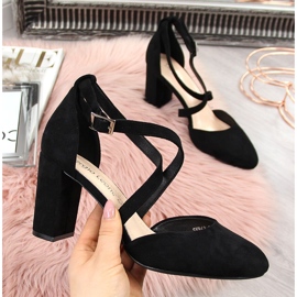 Dámské černé sandály na sloupku Sergio Leone SK863 černá 2