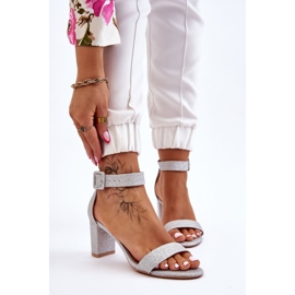 PS1 Lesklé Sandály Na Vysokých Podpatcích Stříbrné Maxim stříbrný 1