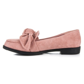 Ideal Shoes Semišové kalhoty s mašlí růžový 2