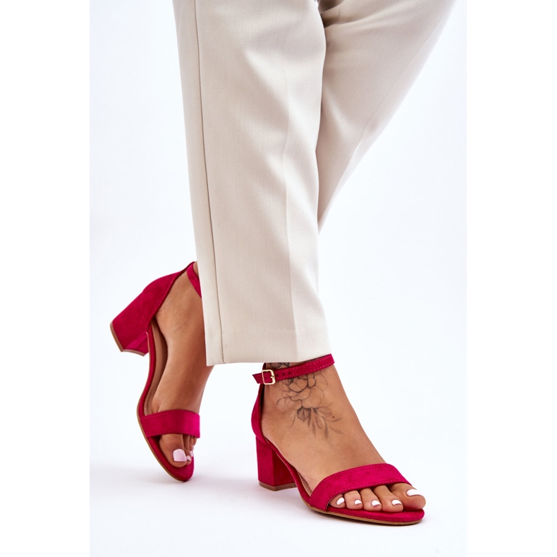 PS1 Fuchsiové semišové sandály na nízkém podpatku Quincy růžový 2