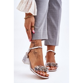 S.Barski Dámské Sandály Na Nízkém Podpatku S Ornamenty Stříbrné Benicio stříbrný 1