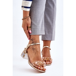 S.Barski Dámské zlaté sandály s nízkým podpatkem zlaté Benicio zlatý 1