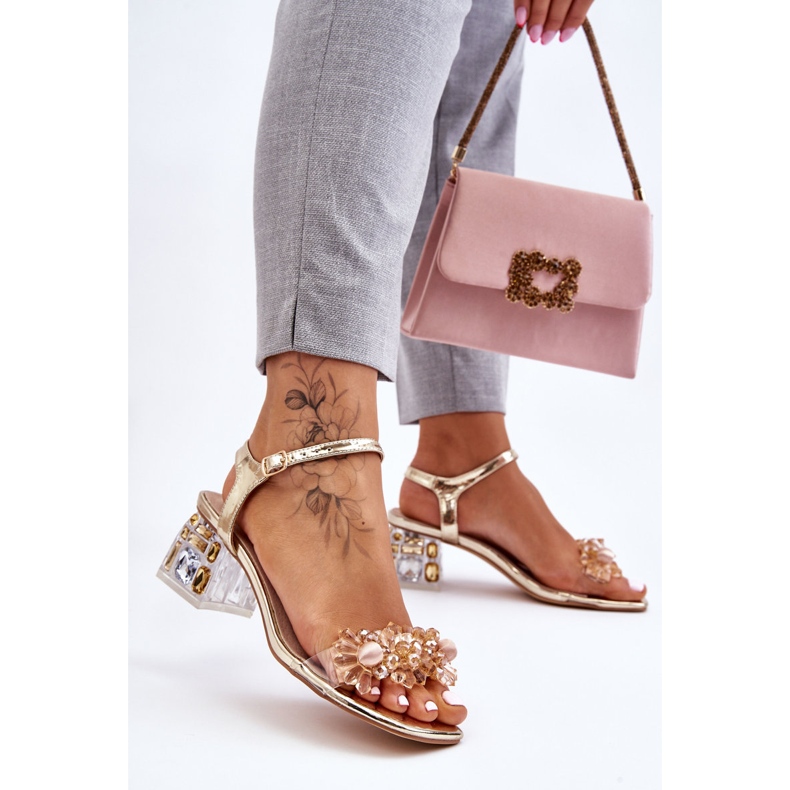 S.Barski Dámské zlaté sandály s nízkým podpatkem zlaté Benicio zlatý 2