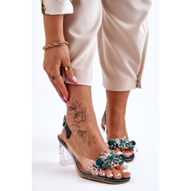 S.Barski Módní sandály se zelenými korálky Terrance zelená 1