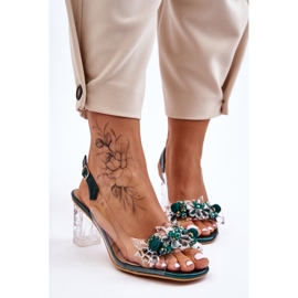 S.Barski Módní sandály se zelenými korálky Terrance zelená 2
