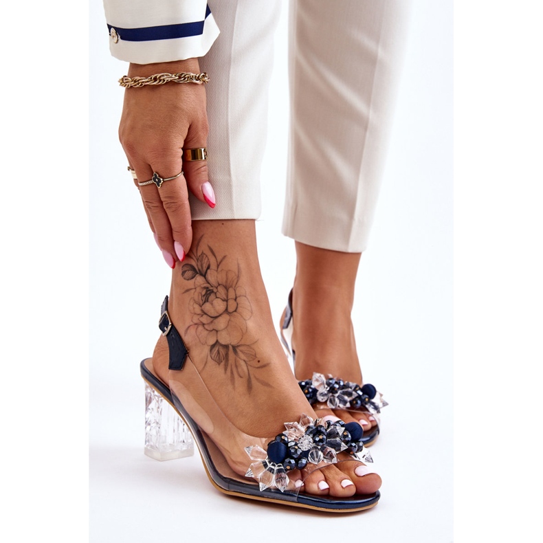 S.Barski Módní sandály s korálky Navy Terrance námořnická modrá 2