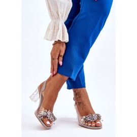 S.Barski Módní sandály s šedými korálky Terrance šedá 2