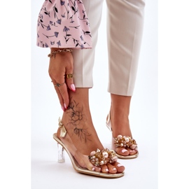 S.Barski Elegantní transparentní sandály se zlatým zdobením lilah 1