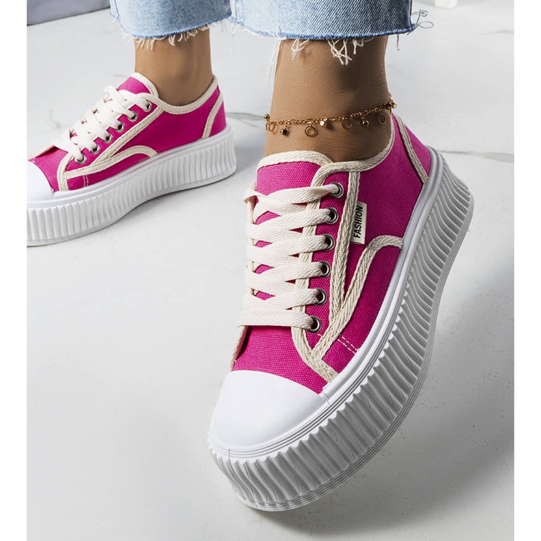 PA1 Tmavě růžové tenisky na platformě od Connie růžový 1