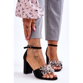 Elegantní černé sandály Cameron na vysokém podpatku s krystaly černá 1