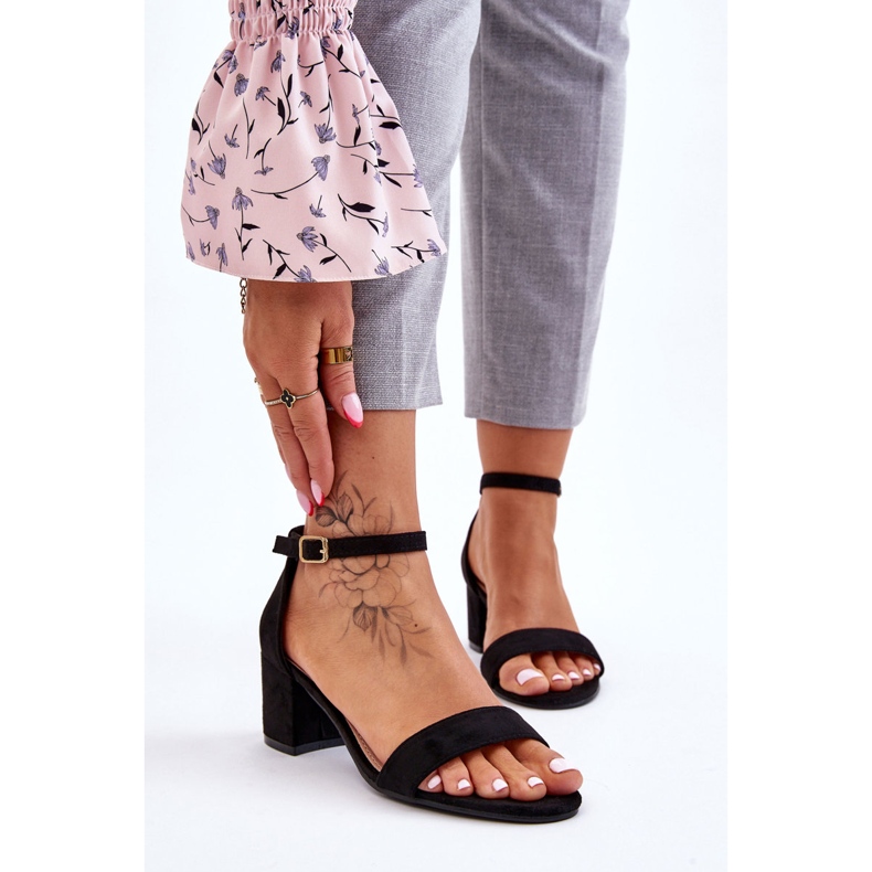 PS1 Černé semišové sandály Quincy na nízkém podpatku černá 1