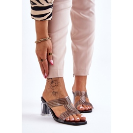 S.Barski Černé sandály na podpatku s kamínky Jaxen černá 1