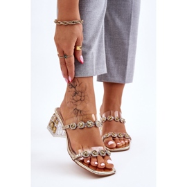 S.Barski Dámské pantofle s ozdobnými zirkony Golden Leyla zlatý 1