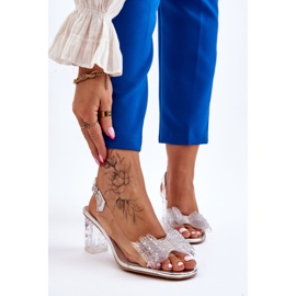 S.Barski Módní průhledné sandály se stříbrnou mašlí Ariella stříbrný 1
