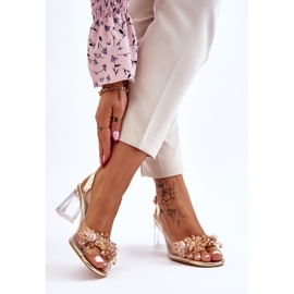 S.Barski Módní průhledné sandály se zlatými karmelo ozdobami 2