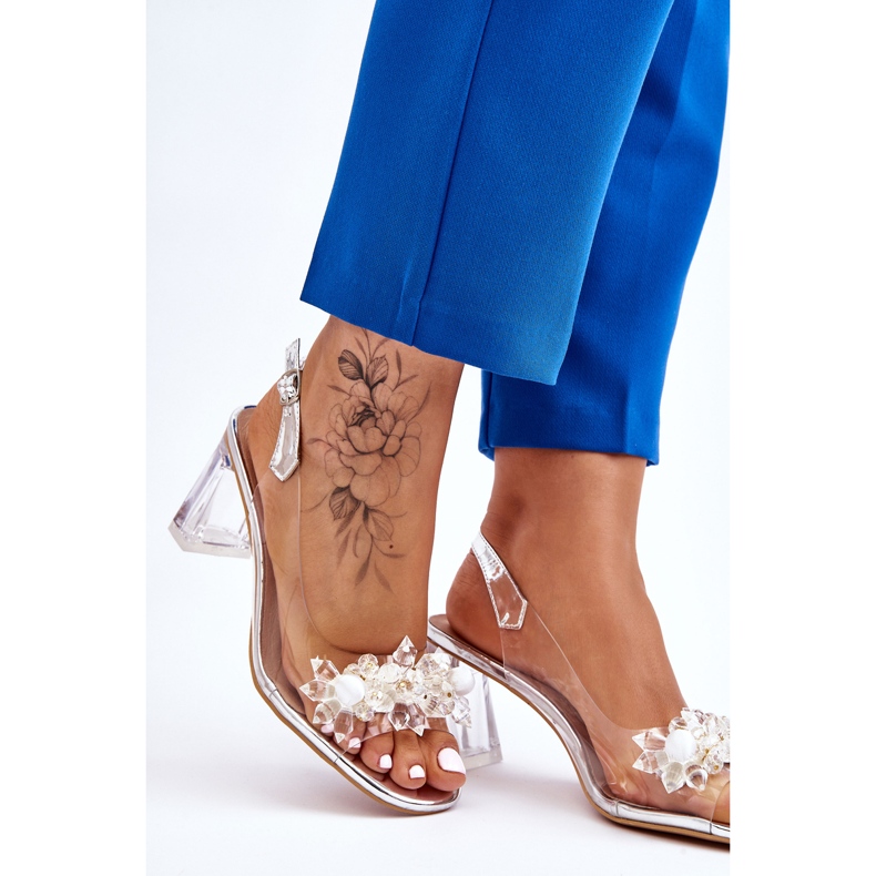 S.Barski Módní průhledné sandály se stříbrnými ozdobami Carmelo 2