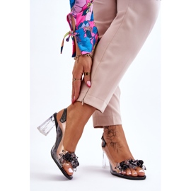 S.Barski Módní transparentní sandály s ornamenty černé karmelo černá 2