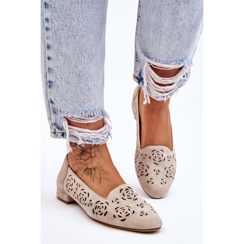 Prolamované mokasíny Sergio Leone BL627 Béžové béžový 2