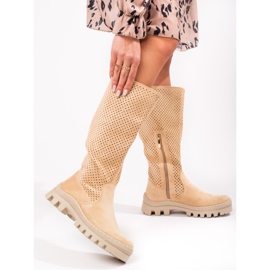 W. Potocki Prolamované semišové boty od Potocki béžový 1