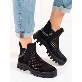 Dámské prolamované kozačky Potocki Black černý 1