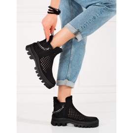 Dámské prolamované kozačky Potocki Black černý 2