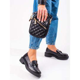 W. Potocki Černé dámské mokasíny na platformě černý 1