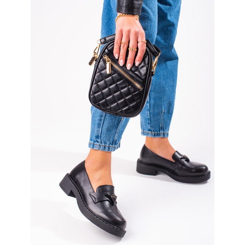 W. Potocki Černé dámské mokasíny na platformě černá 1